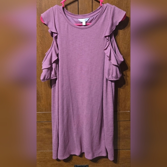 LC Lauren Conrad Dresses & Skirts - LC Lauren Conrad Mauve Ruffle Sleeve Midi Dress